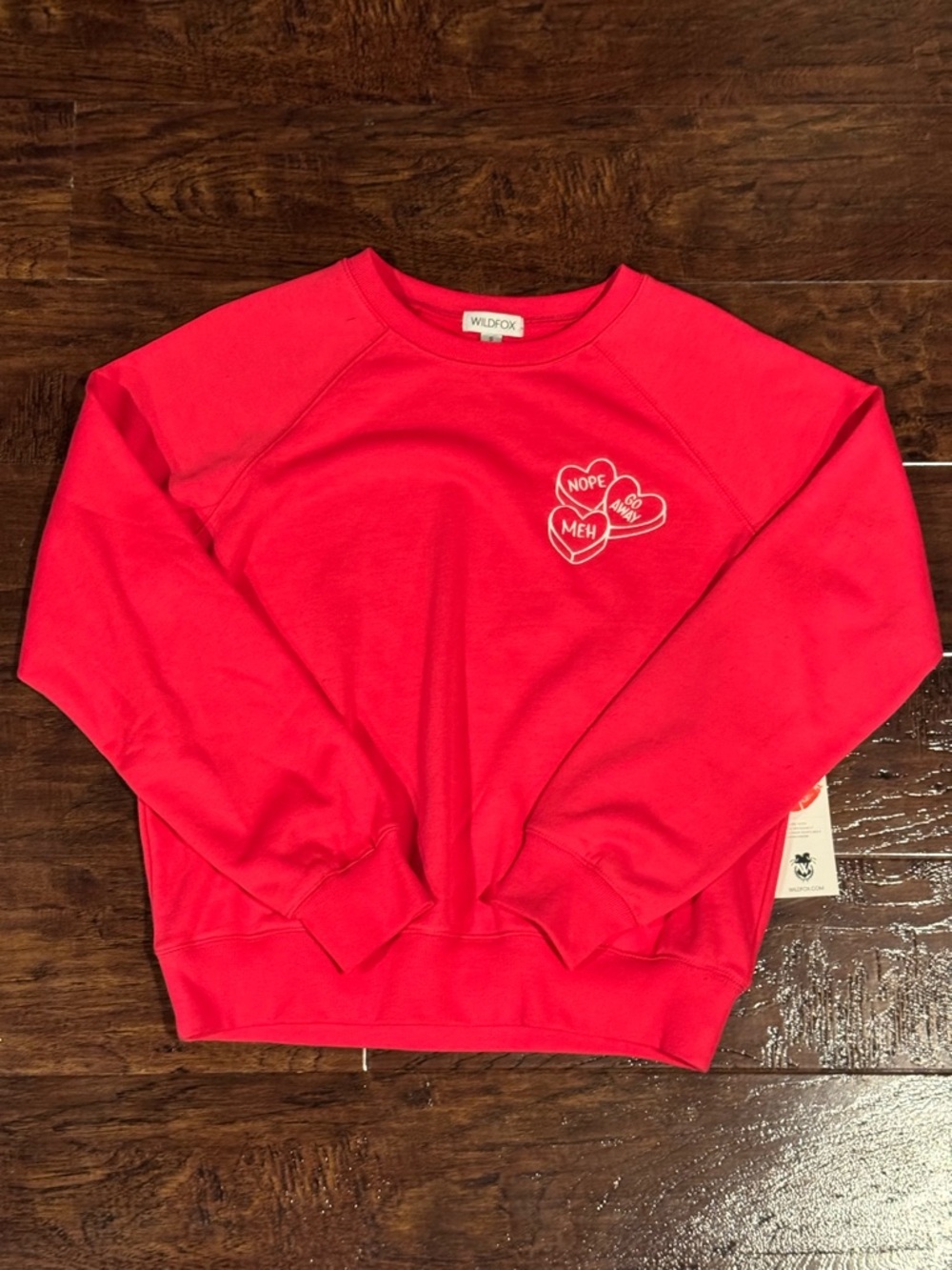 NWT Wildfox Crewneck Sweatshirt Red Candy Heart Graphic Size Small